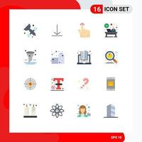 16 iconos creativos signos y símbolos modernos de interfaz navegador gesto recepción hotel paquete editable de elementos de diseño de vectores creativos