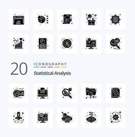 20 Statistical Analysis Solid Glyph icon Pack like file document graph data information analysis vector