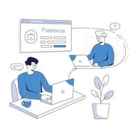 Trendy Freelancing Concepts vector