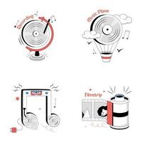 Pack of Filmmaking Flat Illustrations vector