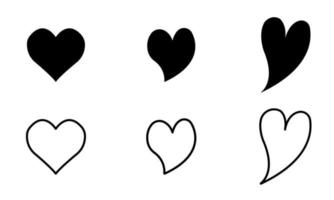 A collection of heart-shaped vector silhouettes for Valentine's Day, anniversaries, wedding, celebrations and website decor are isolated on a white background.