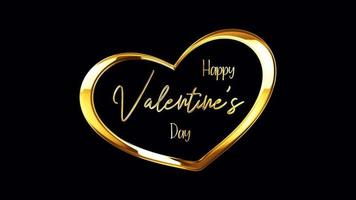 Loop Happy Valentines day golden text with light motion video
