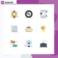 Universal Icon Symbols Group of 9 Modern Flat Colors of agriculture document search design configuration Editable Vector Design Elements