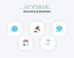 paquete de iconos planos de economía y negocios 5 diseño de iconos. de primera calidad. bancario. ley. subasta vector