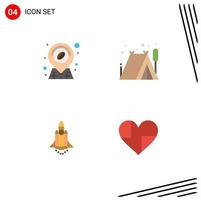 Pack of 4 Modern Flat Icons Signs and Symbols for Web Print Media such as coffee promote camping launch love Editable Vector Design Elements