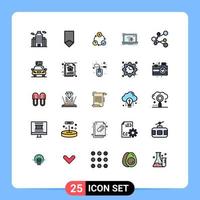 Universal Icon Symbols Group of 25 Modern Filled line Flat Colors of internet internet daily error realization Editable Vector Design Elements