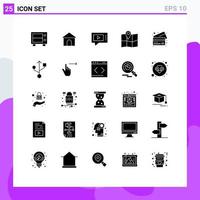Solid Glyph Pack of 25 Universal Symbols of connection cards live bank map Editable Vector Design Elements