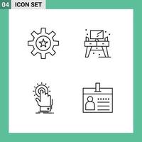 Set of 4 Modern UI Icons Symbols Signs for hr touch resources living hand Editable Vector Design Elements