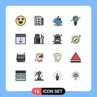 Set of 16 Modern UI Icons Symbols Signs for interface arrange windy biochemistry lab Editable Creative Vector Design Elements