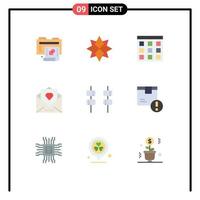 Universal Icon Symbols Group of 9 Modern Flat Colors of food mail communication love letter heart Editable Vector Design Elements