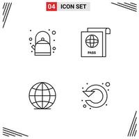 Modern Set of 4 Filledline Flat Colors Pictograph of breakfast circle document global left Editable Vector Design Elements