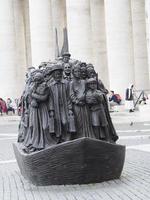 ROME, ITALY - NOVEMBER 25, 2022, migrants monument sculpture in Vatican place St. Peter's Square in Rome photo