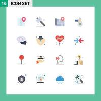 Pack of 16 Modern Flat Colors Signs and Symbols for Web Print Media such as chat offer location money give Editable Pack of Creative Vector Design Elements