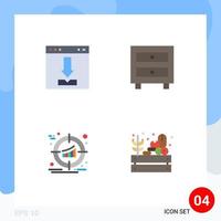 Universal Icon Symbols Group of 4 Modern Flat Icons of arrows target interface drawer marketing Editable Vector Design Elements