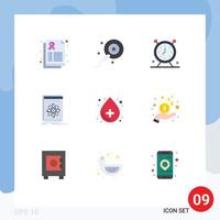 Modern Set of 9 Flat Colors and symbols such as blood platform clock developer api Editable Vector Design Elements