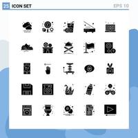 Set of 25 Commercial Solid Glyphs pack for digital graphic hardware drink equipment electric Editable Vector Design Elements