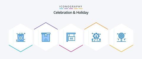 Celebration and Holiday 25 Blue icon pack including holiday. candy. bar sign. sign. leisure vector