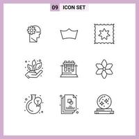 Universal Icon Symbols Group of 9 Modern Outlines of science test baby lab nature Editable Vector Design Elements