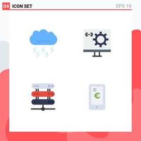 Set of 4 Modern UI Icons Symbols Signs for autumn programming thanksgiving computer data Editable Vector Design Elements