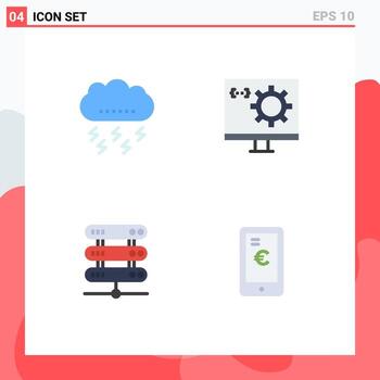Set of 4 Modern UI Icons Symbols Signs for autumn programming thanksgiving computer data Editable Vector Design Elements