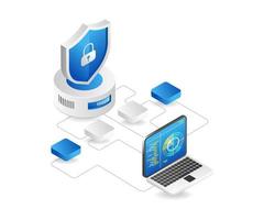 Flat 3d concept isometric illustration of security analyst radar network vector