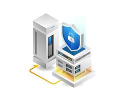 Flat 3d concept isometric illustration of server big data security vector