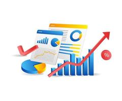 concepto plano isométrico 3d ilustración análisis de negocios inversión tecnología de marketing digital vector