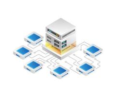 Flat isometric 3d illustration concept of server big data storage network vector