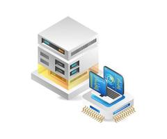 Isometric flat 3d concept illustration of analyst radar control programmer vector