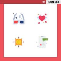 Editable Vector Line Pack of 4 Simple Flat Icons of glasses board cinema heart arrow Editable Vector Design Elements