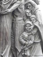 ROME, ITALY - NOVEMBER 25, 2022, migrants monument sculpture in Vatican place St. Peter's Square in Rome photo