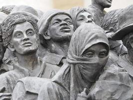 ROME, ITALY - NOVEMBER 25, 2022, migrants monument sculpture in Vatican place St. Peter's Square in Rome photo