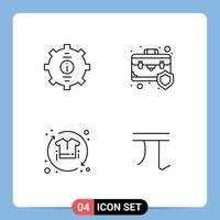 Pictogram Set of 4 Simple Filledline Flat Colors of contact protection shield service briefcase promote Editable Vector Design Elements