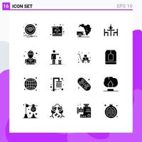 16 Universal Solid Glyphs Set for Web and Mobile Applications meeting debate shipping conference pollution Editable Vector Design Elements