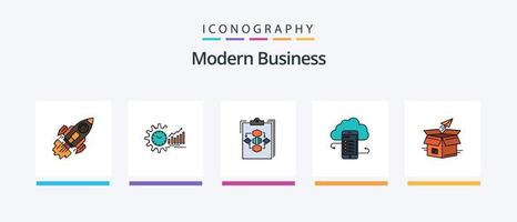 Modern Business Line Filled 5 Icon Pack Including documents. data. architecture. archive. real estate. Creative Icons Design vector