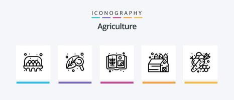 paquete de iconos de agricultura línea 5 que incluye. auto. lámina. acampar. vegetal. diseño de iconos creativos vector