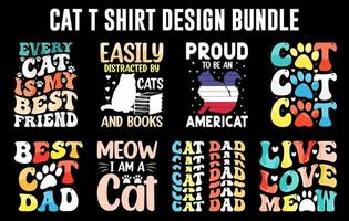 Cat t-shirt design bundle, Cat t-shirt set, cat vector bundle, trendy cat t-shirt, cats design set, cat silhouette set