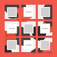 Creative, unique, full color and trendy modern social media puzzle feed with 9 templates vector