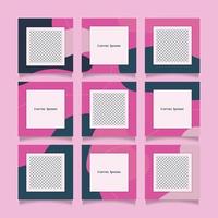 Creative, unique, full color and trendy modern social media puzzle feed with 9 templates vector