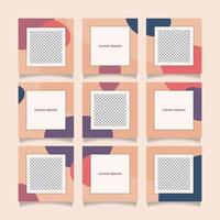 Creative, unique, full color and trendy modern social media puzzle feed with 9 templates vector