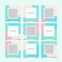Creative, unique, full color and trendy modern social media puzzle feed with 9 templates vector