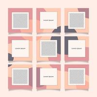 Creative, unique, full color and trendy modern social media puzzle feed with 9 templates vector