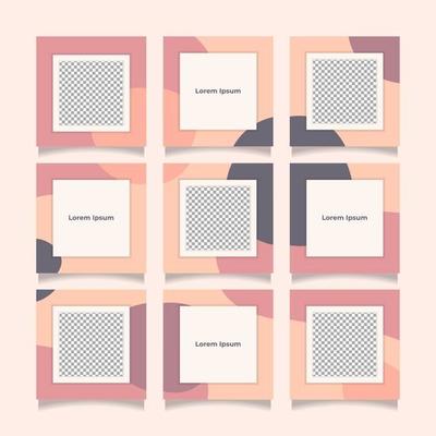 Creative, unique, full color and trendy modern social media puzzle feed with 9 templates