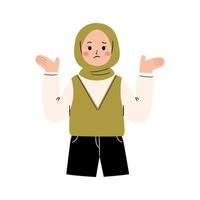 mujer musulmana confundida vector