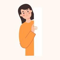 Woman peeking illustration vector