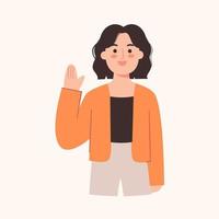 Woman waving hand vector