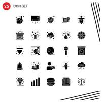 Group of 25 Solid Glyphs Signs and Symbols for farm focus house pen time Editable Vector Design Elements