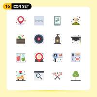 Universal Icon Symbols Group of 16 Modern Flat Colors of gps vegetables cell salad science Editable Pack of Creative Vector Design Elements