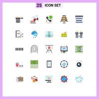 Group of 25 Flat Colors Signs and Symbols for content web message seo food Editable Vector Design Elements