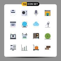 Group of 16 Flat Colors Signs and Symbols for layout sell turntable home basic Editable Pack of Creative Vector Design Elements